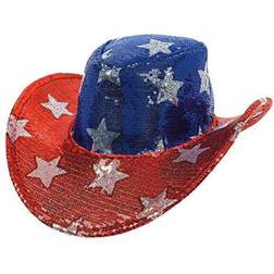 Amscan Sequin Cowboy Hat, x 13, Red/Silver/Blue 250573 Quill Blue