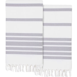Authentic Hotel and Spa Textiles Herringbone Pestemal Pack 2 Bath Towel White, Gray