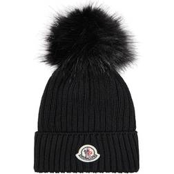 Moncler Wool Beanie With Pom Pom - Black