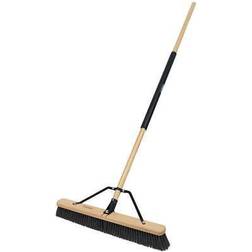 Harper 24 Hardwood/Steel Handle Push Broom for Dirt Wet Grass, Black