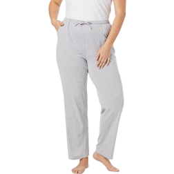 Dreams & Co Women's Knit Sleep Pant Plus Size - Heather Grey