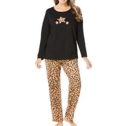 Dreams & Co Long Sleeve Knit PJ Set - Classic Leopard