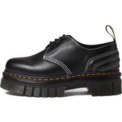 Dr. Martens Audrick White Stitch Leather Platform Shoes BLACK