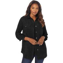 Roaman's plus faux suede big shirt button down