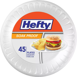 Hefty Disposable Plates Everyday Soak Proof White 45-pack