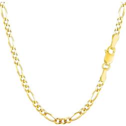 Jewel Stop Solid Figaro Chain Bracelet 2.6mm - Gold