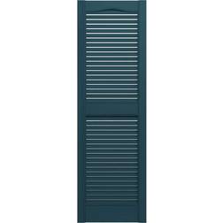 Ekena Millwork Builders Edge, TailorMade Cathedral Top Center Open Louver Shutters, Includes Matching Installation Spikes Per Pair Midnight Blue