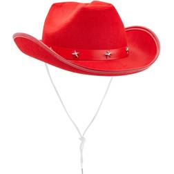 Felt Plain Red Cowboy Hat for Men and Women Costume Party Accessories 14.8x10.6x5.9