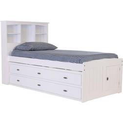 and Office Model 80220K3-22 Solid Pine Twin Captains Bookcase Bed with 6 spacious under bed drawers