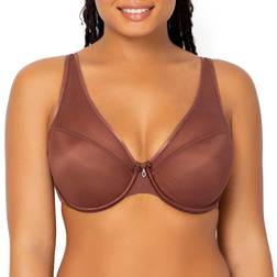 Curvy Couture Sheer Mesh T-Shirt Bra Chocolate