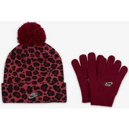 Nike Little Kids' Girls Beanie and Gloves Set Red