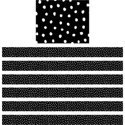 Teacher Created Resources Paper White Painted Dots on Black Straight Classroom Border 72 Pieces