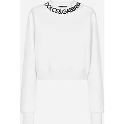 Dolce & Gabbana White Cropped Sweatshirt IT