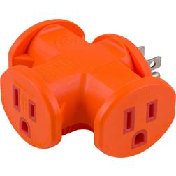GE 15 Amp Grounded T-shaped Outlet Tap Adapter Orange