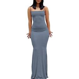 Woxlica Casual Lounge Slip Long Dress - Blue