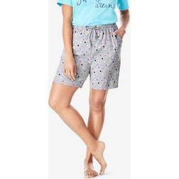 Dreams & Co Women's Print Pajama Shorts Plus Size - Heather Grey Multi Dot