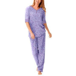 Dreams & Co Women's Print Pj Set Plus Size - Soft Iris Hearts