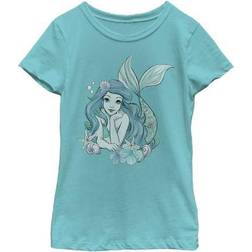 Disney Girls 7-16 The Little Mermaid Ariel Teal Sketch Graphic Tee, Girl's, Medium, Blue