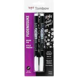 Tombow Fudenosuke Brush Pens White 2-Pack