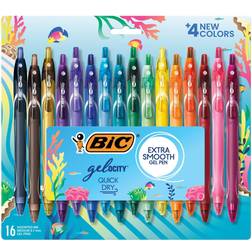 Bic Gel-ocity Quick Dry Retractable Gel Pens, Medium Point, Assorted Inks, 16/Pack RGLCGA16-AST Assorted