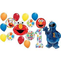 Elmo and cookie monster 1st birthday party supplies balloon bouquet decorations