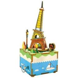 Hands Craft DIY 3D Music Box Puzzle Romantic Eiffel 41pcs Multi