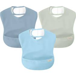 3-Pack Waterproof Baby Bibs for Eating, Lightweight, Mess Proof Toddler Bibs with Food Catcher Ocean Ocean