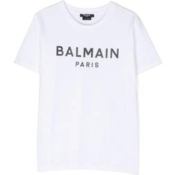 Balmain Kid's Logo Organic Cotton Jersey T-shirt - White