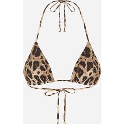 Dolce & Gabbana Bedrucktes Bikini-Oberteil Braun DT