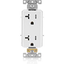 Leviton 012-TDR20-00W White 20 Amp Decora Plus Duplex Receptacle Outlet