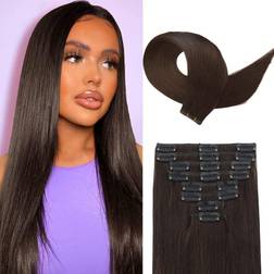 CiTake Double Weft Straight Clip-in Hair Extensions 16 inch #2 Dark Brown 8-pack