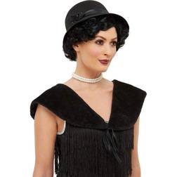 Smiffys 1920s Instant Kit, Hat & Faux Fur Stole, Women Black