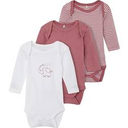 Name It Baby's Elephant Bodysuits 3-pack - Mesa Rose (13206300)