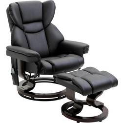 Homcom Black Faux Leather Massage Recliner and Ottoman with 10 Vibration Points, Adjustable Backrest, and Remote Control