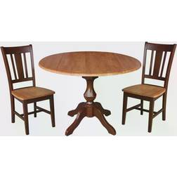 International Concepts Pedestal Extendable Dining Set 42" 3