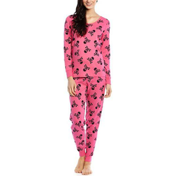 Leveret Women's Halloween Pajamas - Hot Pink/Skull