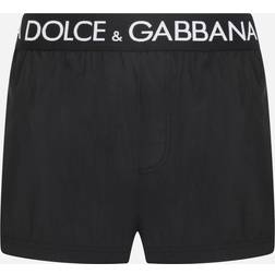 Dolce & Gabbana Beachwear Kurze Bade-Boxershorts mit elastischem Logobund Schwarz male