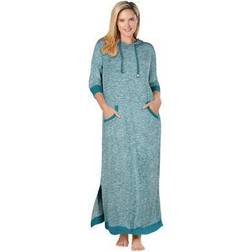 Plus Women's Marled Hoodie Sleep Lounger by Dreams & Co. in Deep Teal Marled Size 14/16