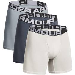 Under Armour 1363617465md charged mens gray 6in boxerjocks 3 pack