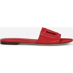 Dolce & Gabbana Calfskin sliders with logo red