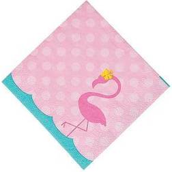 Fun Express Flamingo beverage napkins, party supplies, 16 pieces