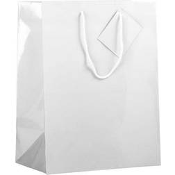 Jam Paper Glossy Gift Bags 10 x 13 x 5 White 6/Pack Large