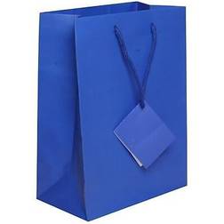 Jam Paper Gift Bags with Rope Handles Medium 8 x 10 x 4 Blue Matte 3/Pack