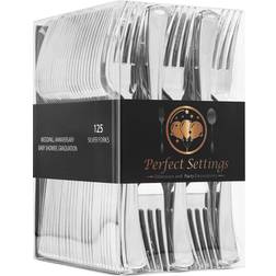 PERFECT SETTINGS Silver Disposable Plastic Forks 125 Pieces