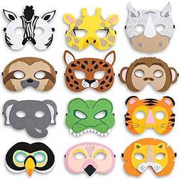 Blue Panda Felt Animal Masks for Jungle Birthday Party Favors 7 x 7.2 Inches, 12 Pack