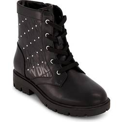DKNY Little Girls Logo Stud Moto Boots Black Black
