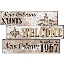 Fan Creations "New Orleans Saints 24" 3-Plank Welcome Sign"
