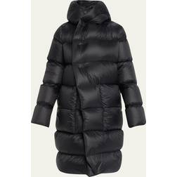 Rick Owens Paneled hooded down jacket black