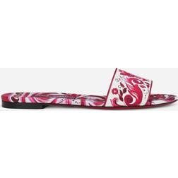 Dolce & Gabbana Printed Canvas Slide Sandals azulejos_fdo_fucsia