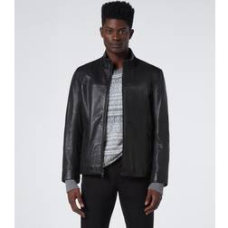 Andrew Marc Men's Sallinger Leather Racer Jacket BLACK